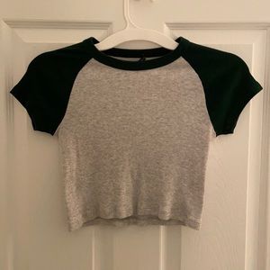 brandy melville green and grey crop top one size